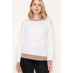 Striped Pullover Knit Top - Taupe
