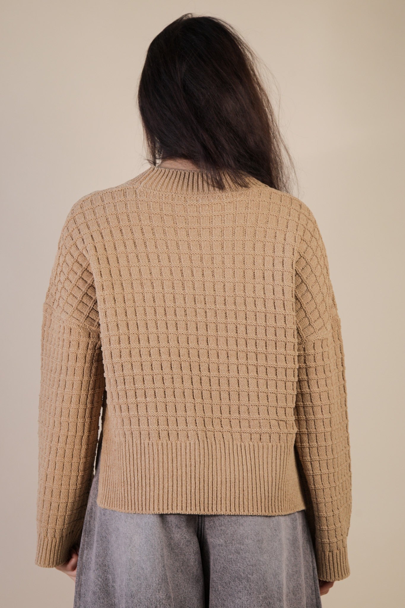 Oversized Textured Knit Sweater - Mocha