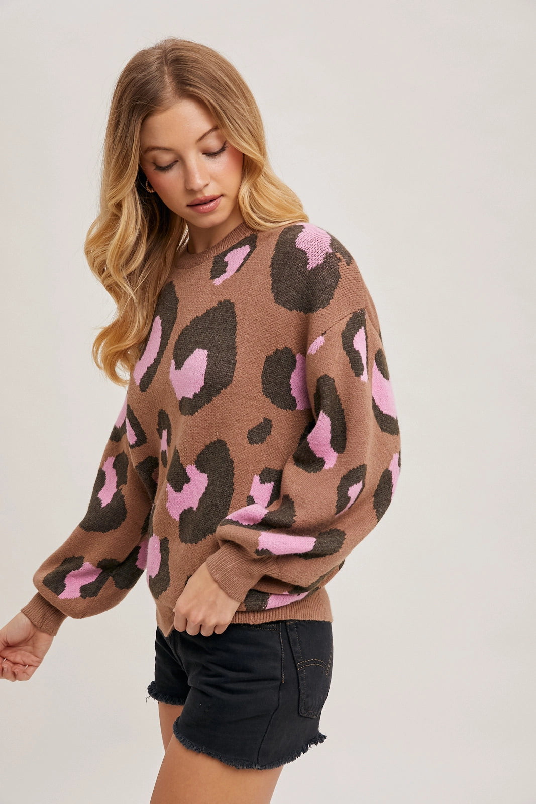 Mocha & Pink Leopard Sweater