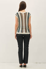 VERTICAL STRIPED HAND CRAFT CROCHET VEST