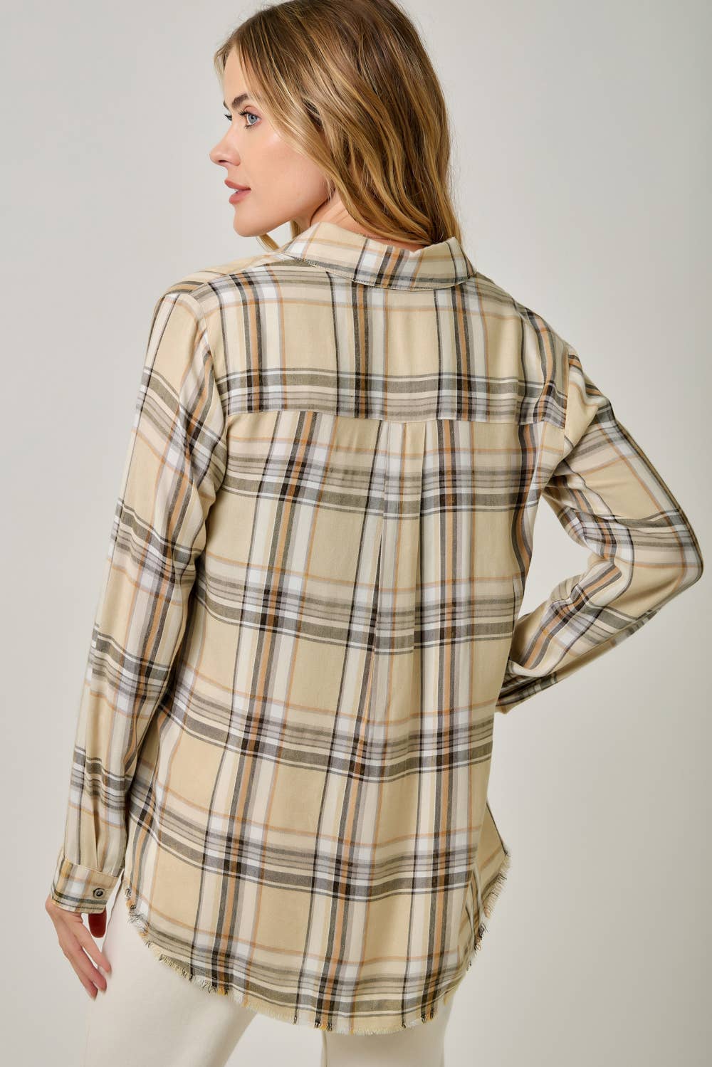 Washed Plaid Button Down Shirt: Washed Sand