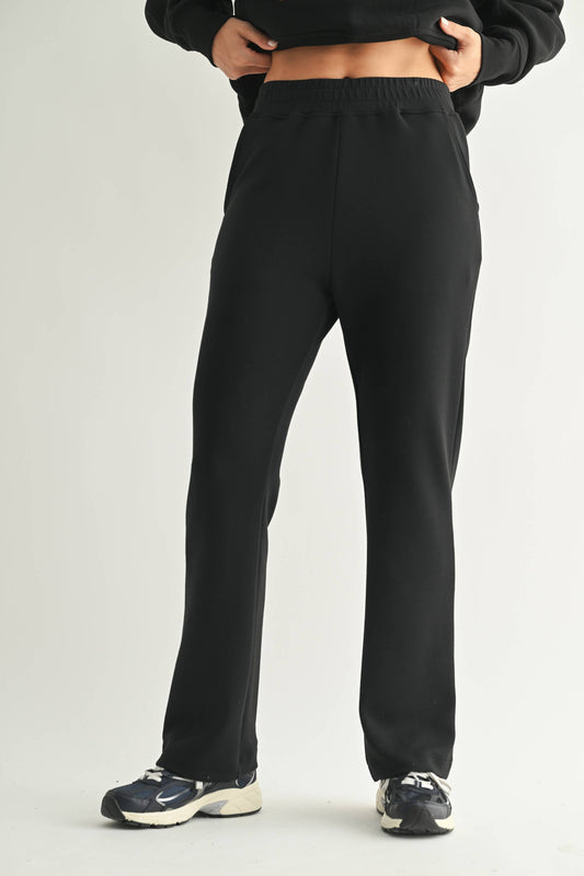 Modal Blend High-Waist Pants - Black