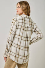 Washed Plaid Button Down Shirt: Vintage White