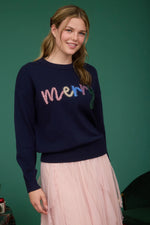 Merry Tinsel Graphic Sweater - Navy