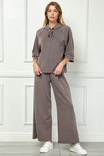 Wide-leg Pants With Drawstring Waist - Mocha