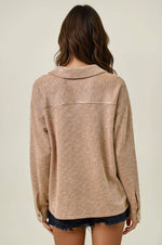 Two-Tone Ribbed Pullover W/ Round Pocket