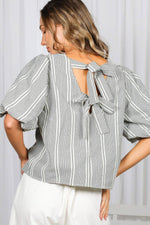 Bow Accent Feminine Plaid Blouse - Black