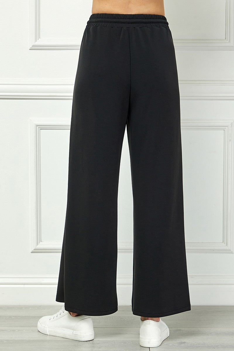Wide-leg Pants With Drawstring Waist - Black