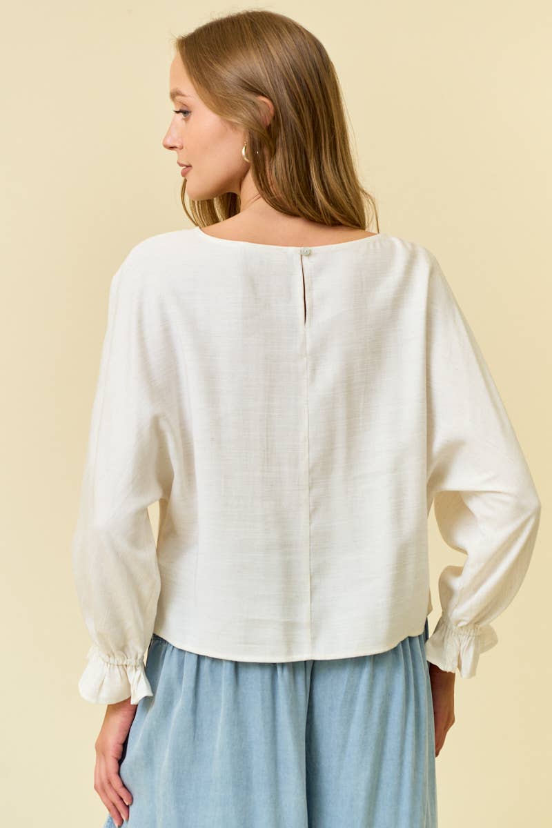 Linen Blend Top - Natural