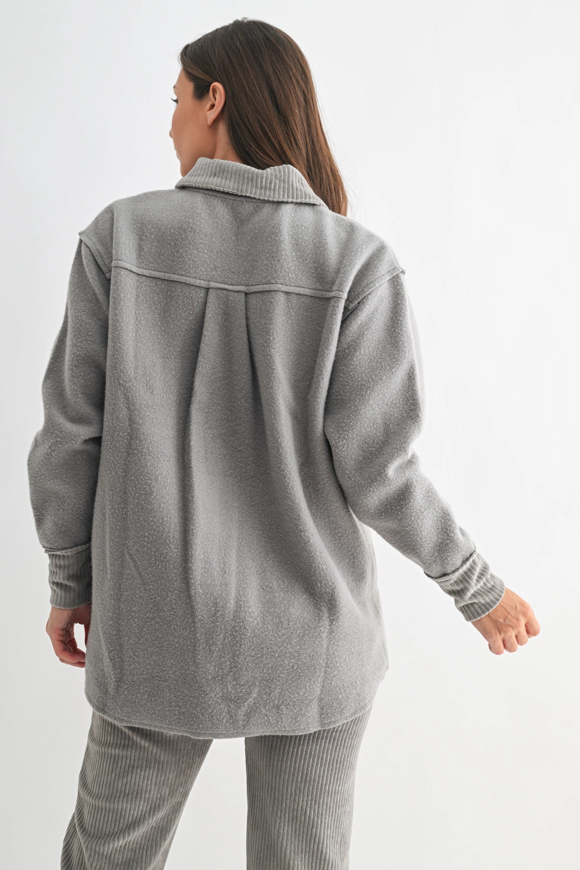 Terrainmix Corduroy & Fleece Shacket - Fog