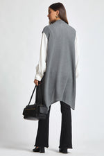 Sleeveless Crochet Midi Vest Cardigan - Charcoal