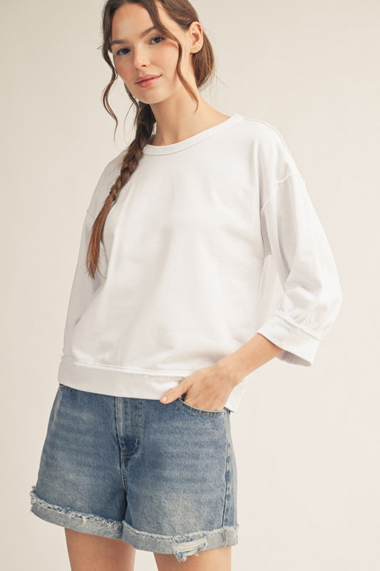 Raw Cut Edge Detail Washed Top - White