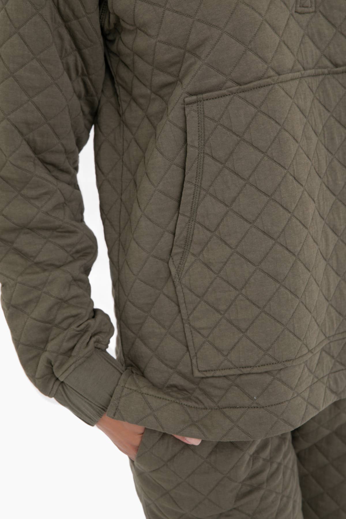 Cozy Quilted Jersey Pullover: IVY GREEN