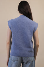 Soft Knit Sweater Vest Top - Slate Blue
