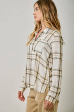 Washed Plaid Button Down Shirt: Vintage White