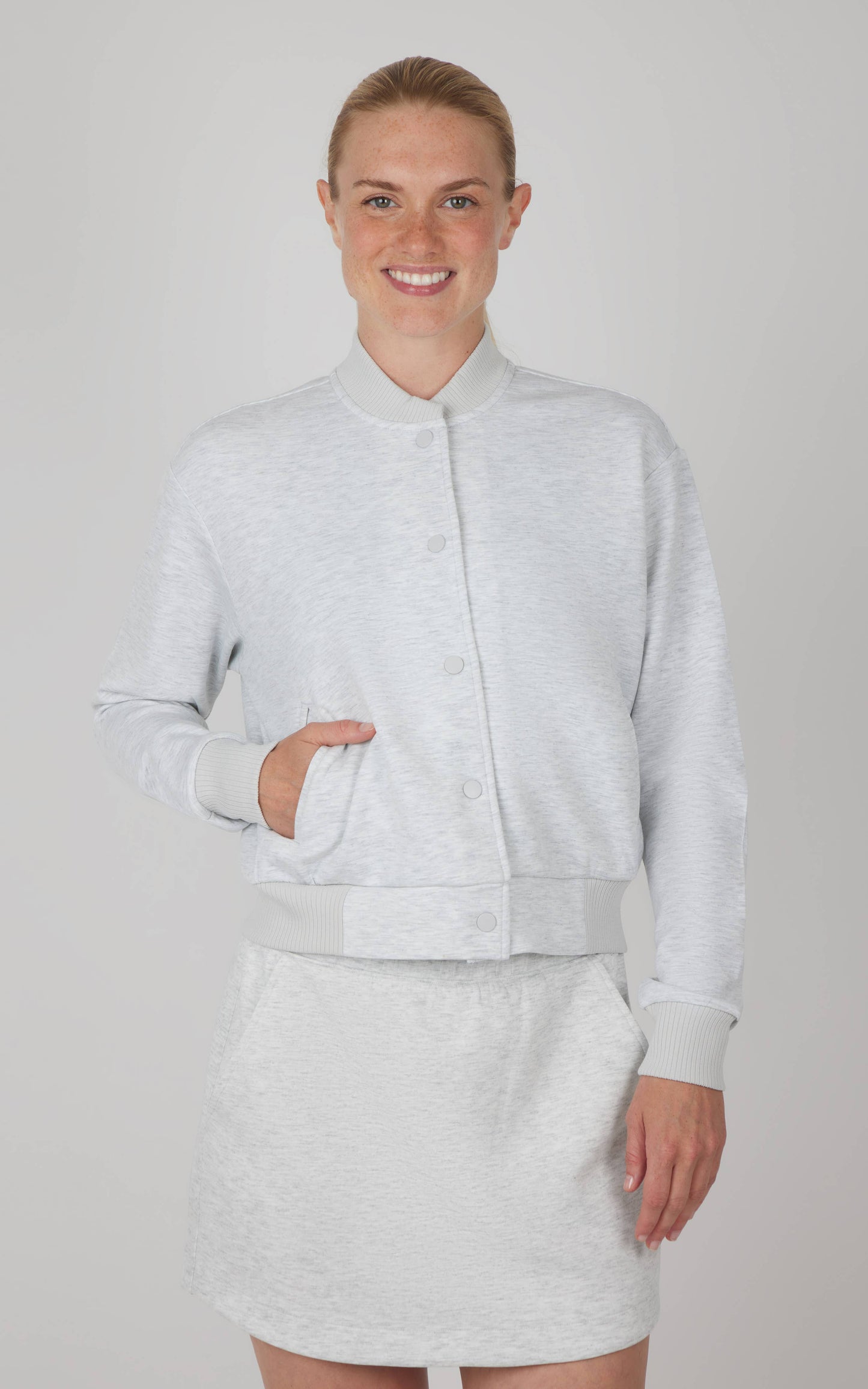 Scuba Button Down Bomber Jacket - Light Grey