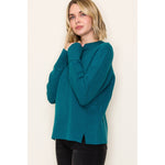 Mock Neck Solid Heavy Sweater - Teal