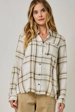 Washed Plaid Button Down Shirt: Vintage White