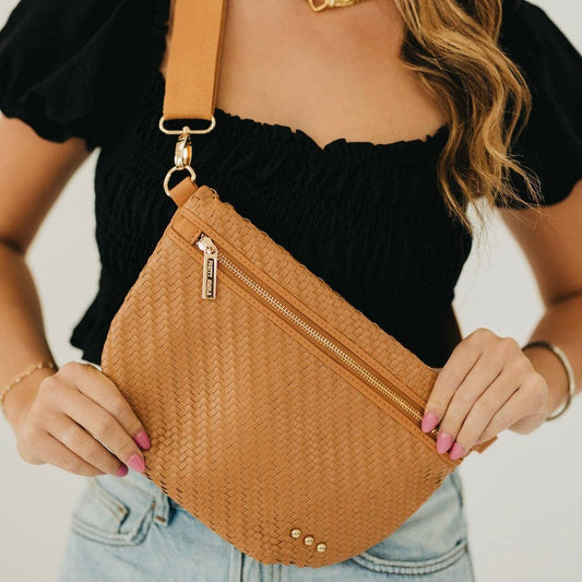Diagonal Woven Westlyn Bum Bag -Brown