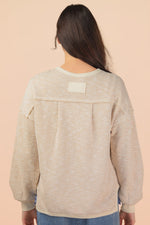 Oversized Printed Knit Long Sleeve - Beige Mix