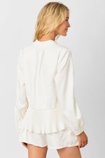 Peplum Hem Bomber Jacket: Off White