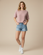 Bubble Sleeve Cloudy Knit Romance Top - Rose