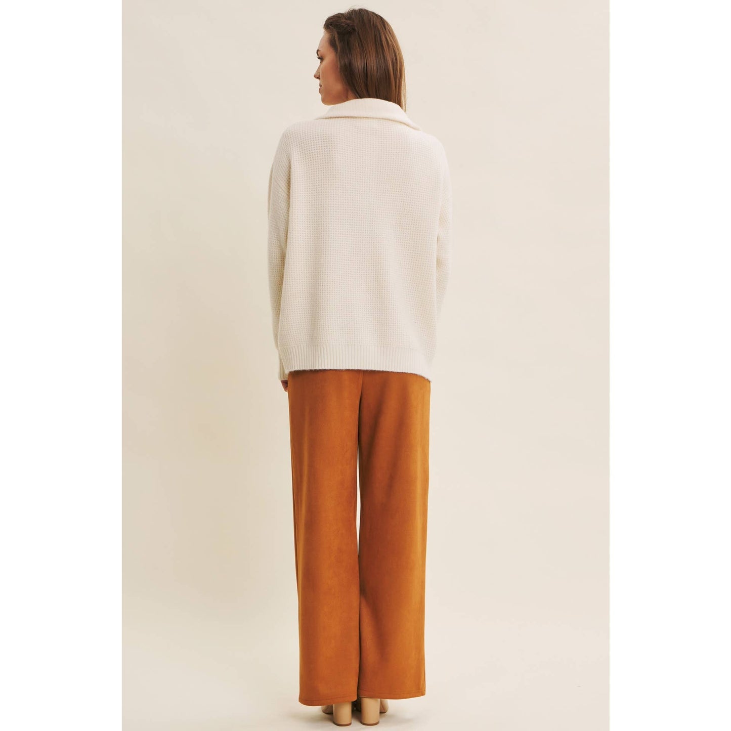 Essential Wool Waffle Knit Pullover - Cream