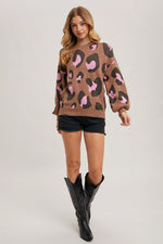 Mocha & Pink Leopard Sweater