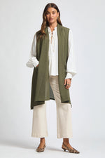Sleeveless Crochet Midi Vest Cardigan - Dark Olive