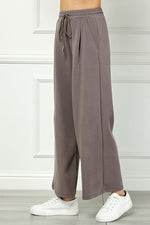 Wide-leg Pants With Drawstring Waist - Mocha