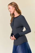 Henley Top With Contrast