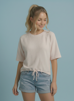 Cloudy Knit with Tie Waist - Cream