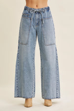 Denim Washed Oversized Wide-Leg Jeans