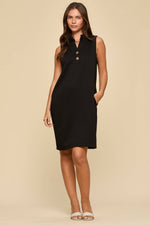 Jacquard Ruffle Collar A-Line Dress - Jet Black
