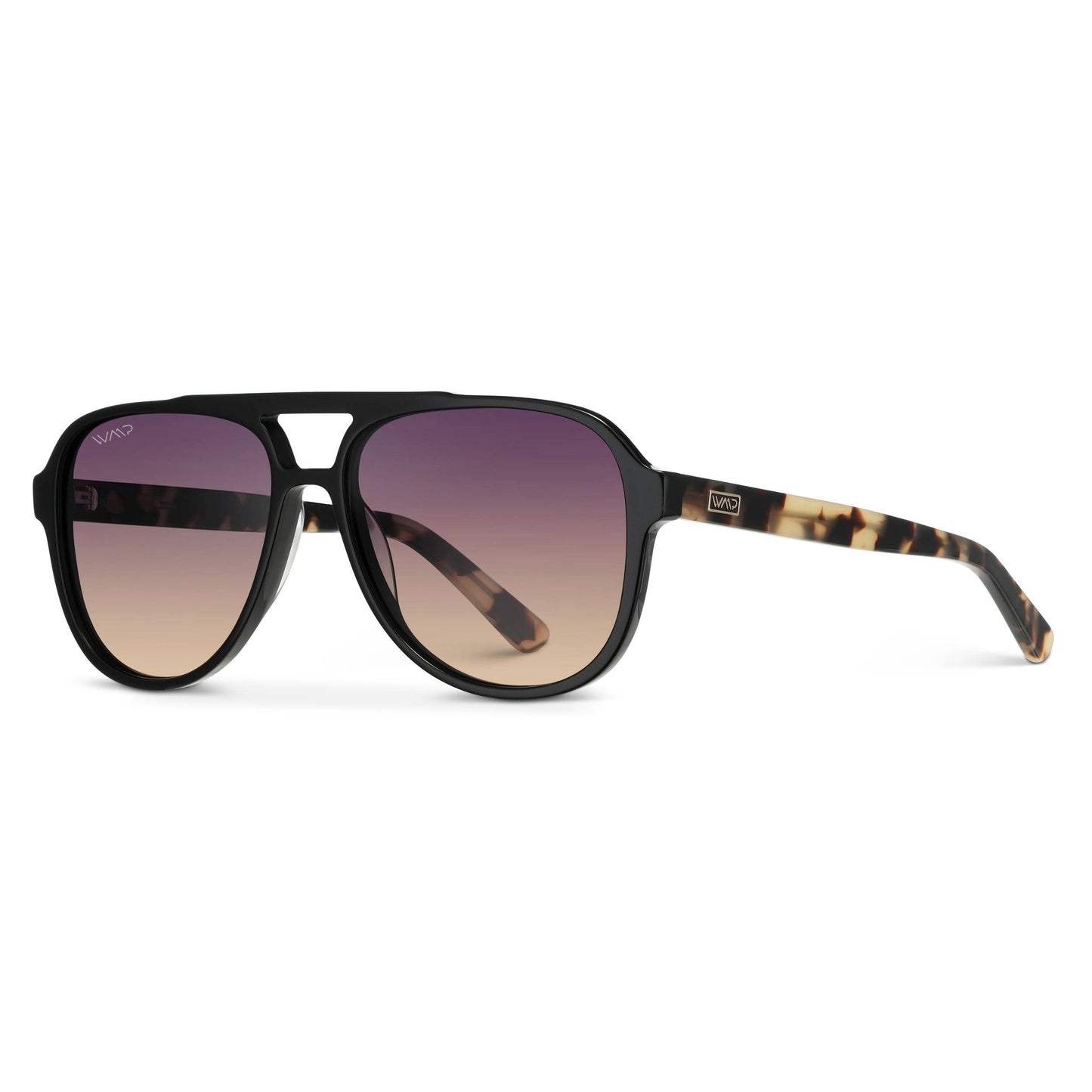 Indie - Aviator Polarized Sunglasses: Black Cream Tortoise / Gradient Sunset Lens