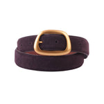 Suede Belt with Organic Shape Buckle Black