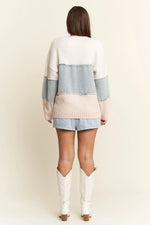 Oversized Denim Horizontal Stripe Sweater