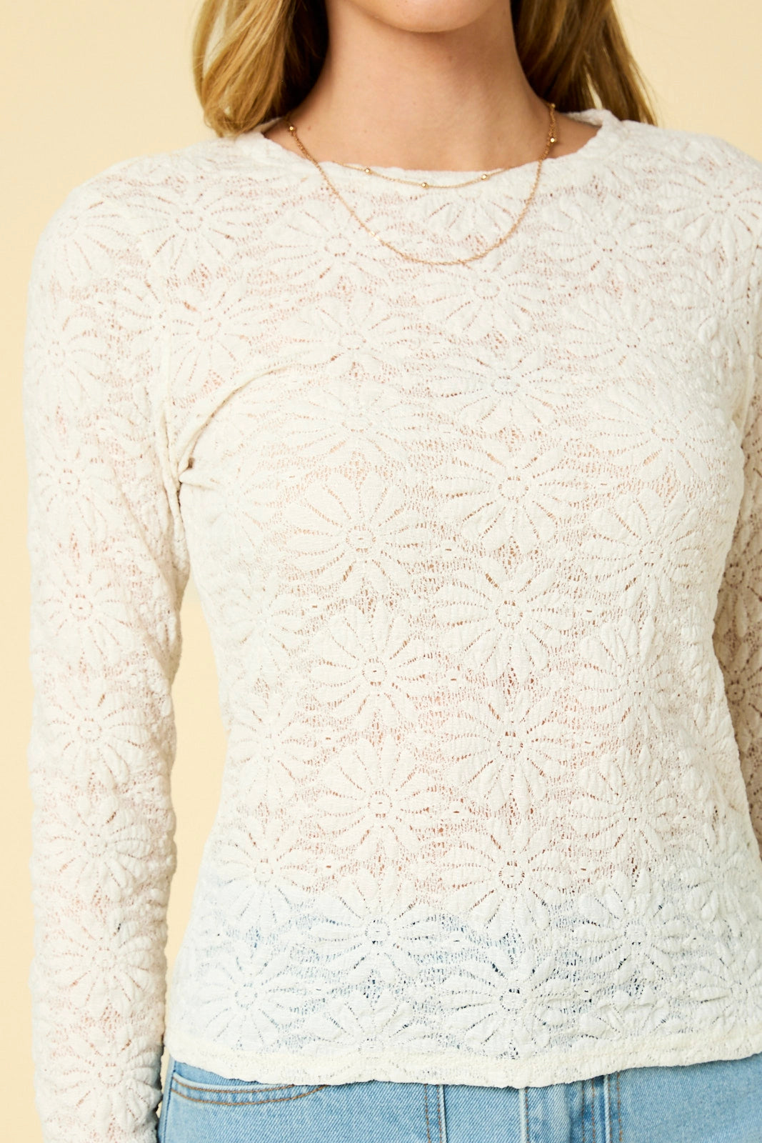 Ivory Long Sleeve Texture Knit Top