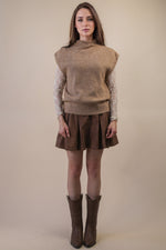 Soft Knit Sweater Vest Top - Mocha