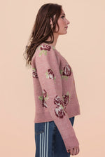 Mauve Floral Soft Knit Cardigan