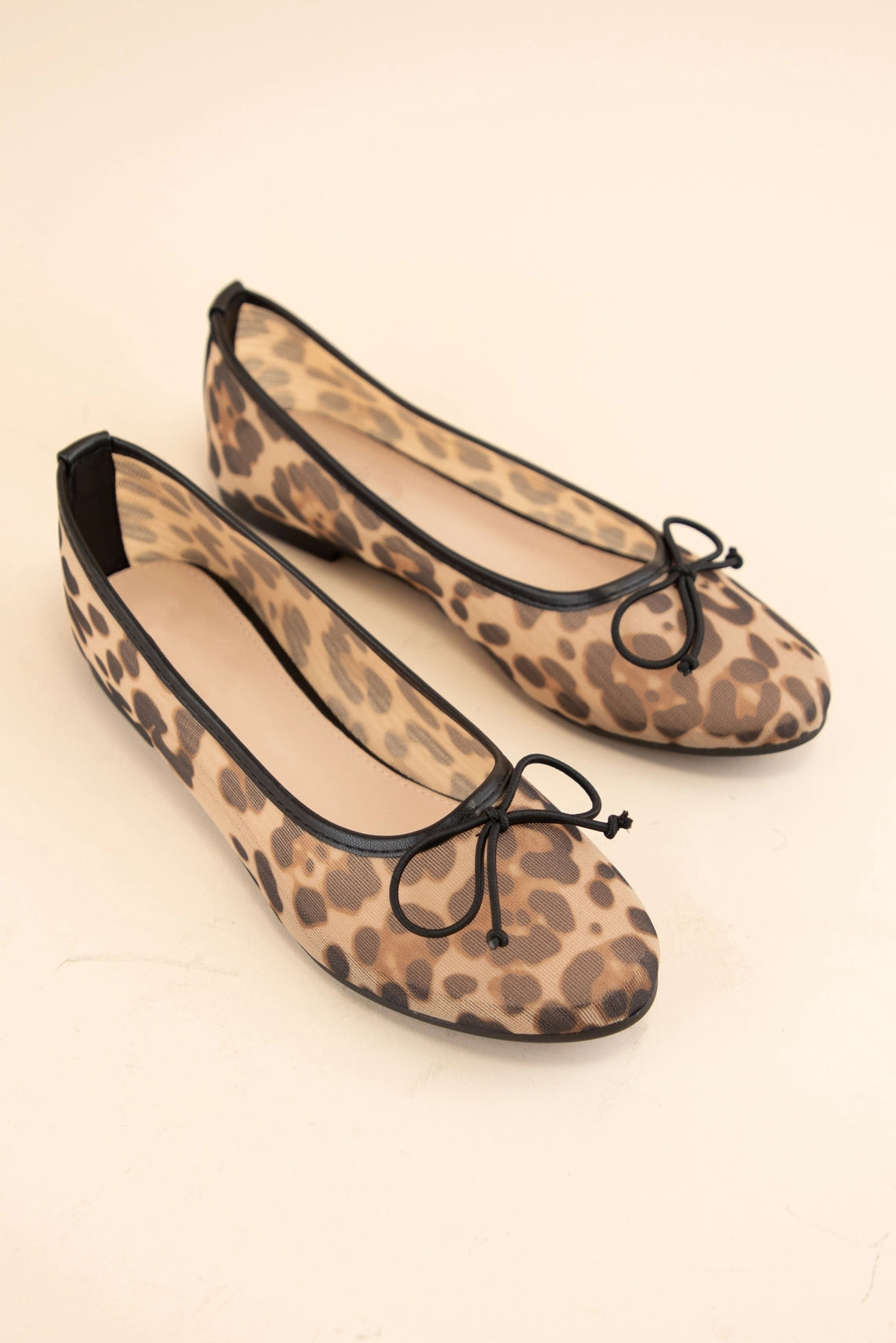 Mesh Leopard Printed Flat Shoes