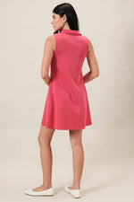 Collared V-Neck Sleeveless Mini Dress - Tomato