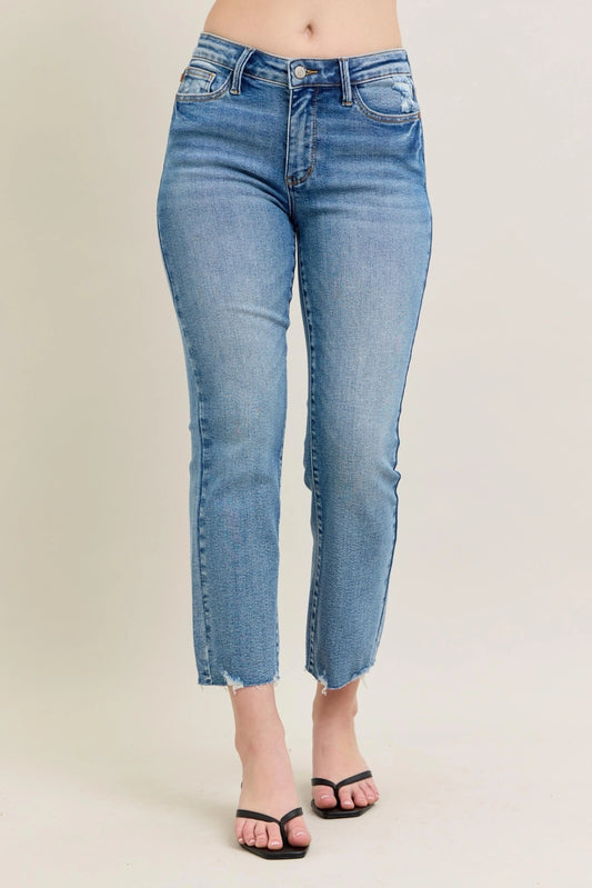 Eden MR Vintage Wash Destroy Hem Kick Flare Judy Blue Jeans