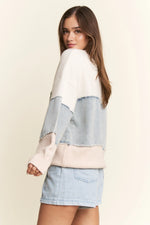 Oversized Denim Horizontal Stripe Sweater