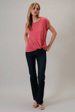 Short Sleeve Front Twist Top - Berry