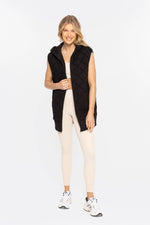 Oversized Quilted Fleece Vest with Hood