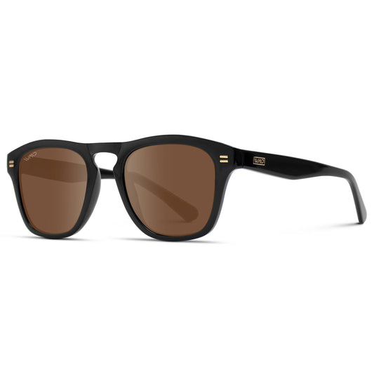 Dash - Unisex Polarized Square Sunglasses: Glossy Black / Brown Lens