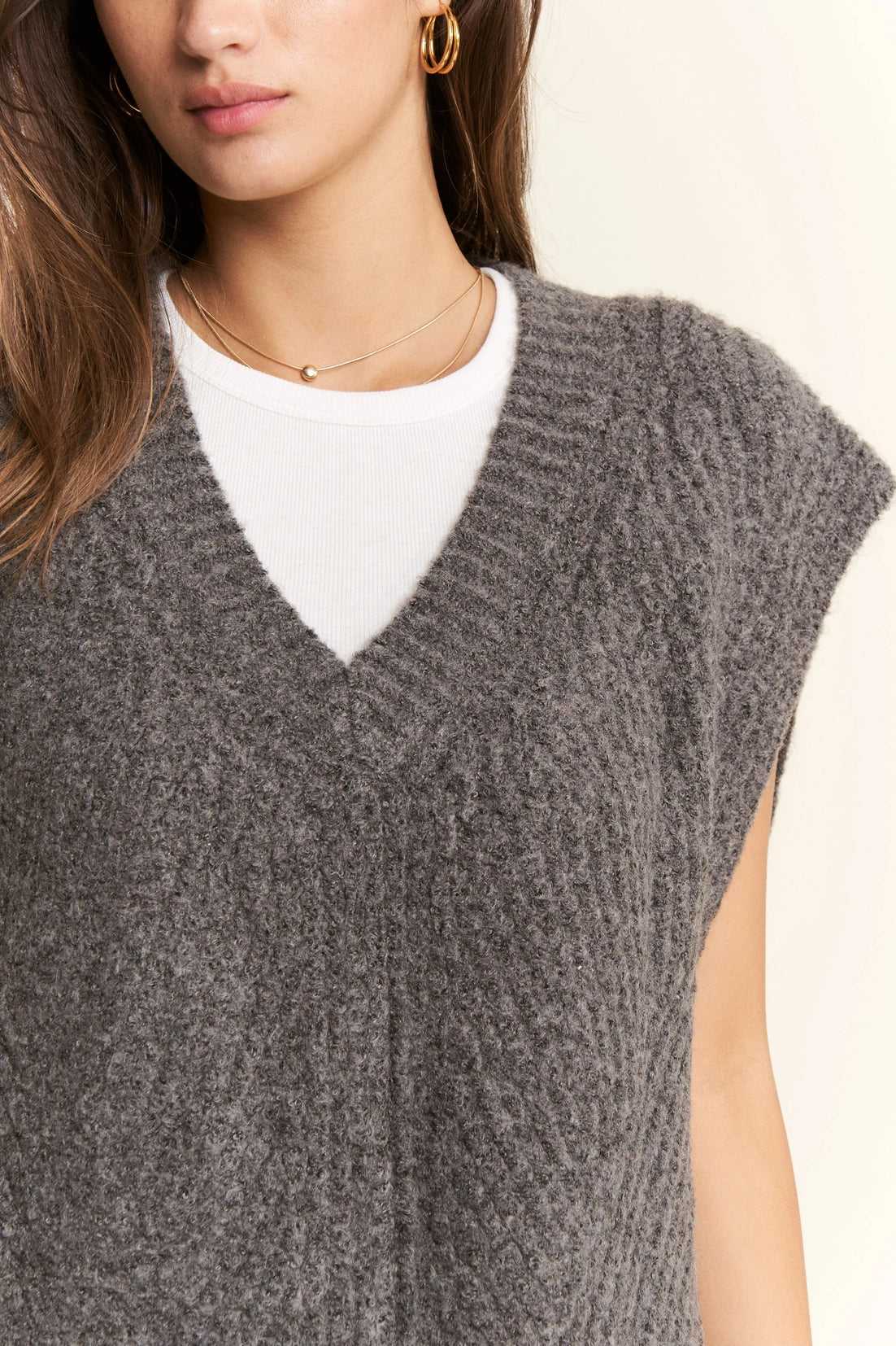 Buckled Oversized Sweater Vest - Charcoal