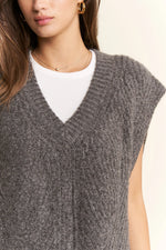 Buckled Oversized Sweater Vest - Charcoal