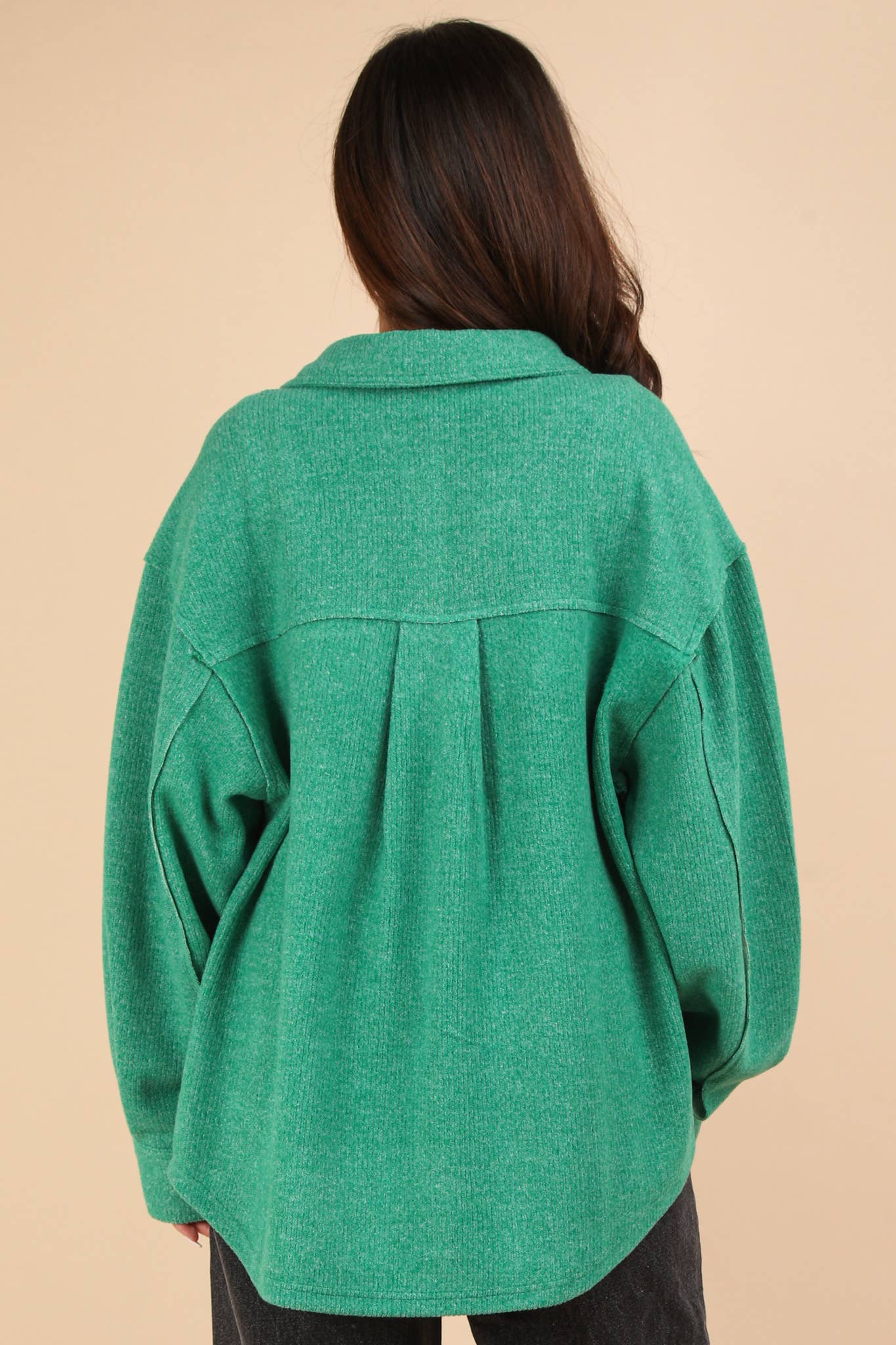 Oversized Cozy Button Down Shacket - Green